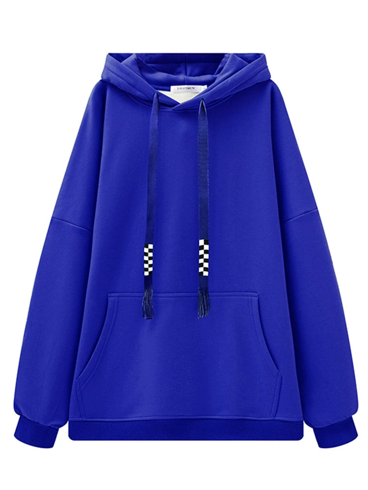 Women's Fall Winter Thickened Fleece-Lined Plus Size Oversized Hoodie Sweatshirt for Casual Streetwear Travel and Weekend Everyday