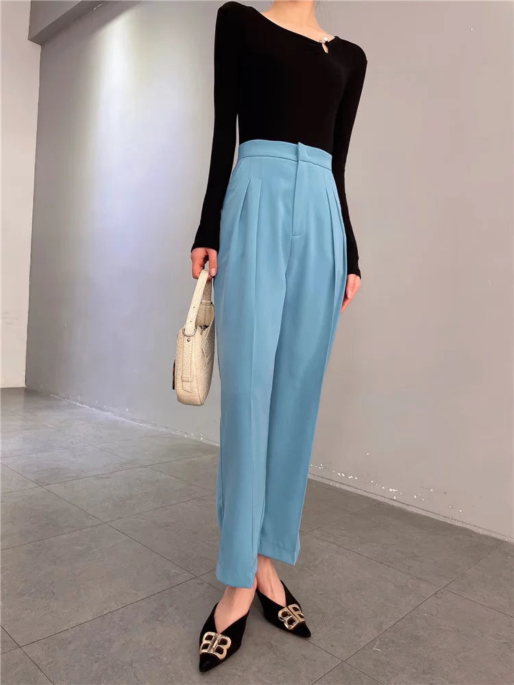 Women's Summer Straight High-waist Oversized Slim-fit Casual Business Wear Suit Set for Office Parties Work Slimming