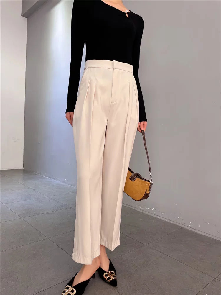 Women's Summer Straight High-waist Oversized Slim-fit Casual Business Wear Suit Set for Office Parties Work Slimming