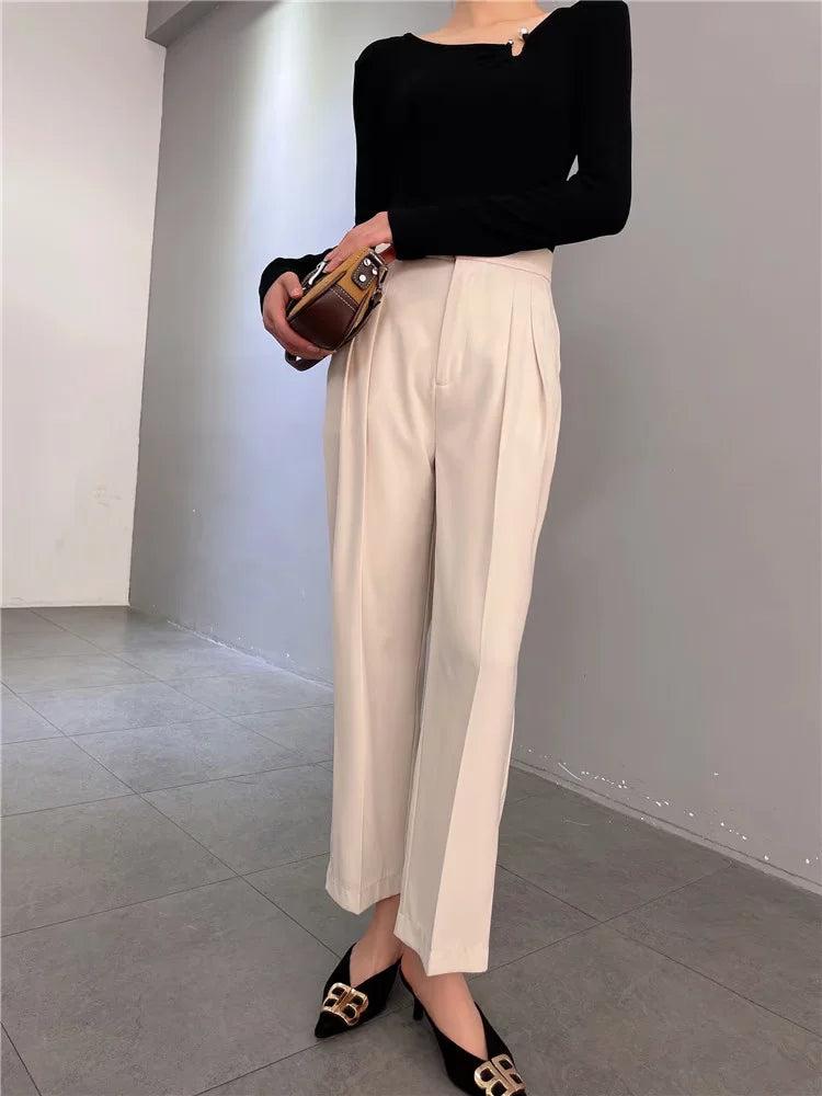 Women's Summer Straight High-waist Oversized Slim-fit Casual Business Wear Suit Set for Office Parties Work Slimming
