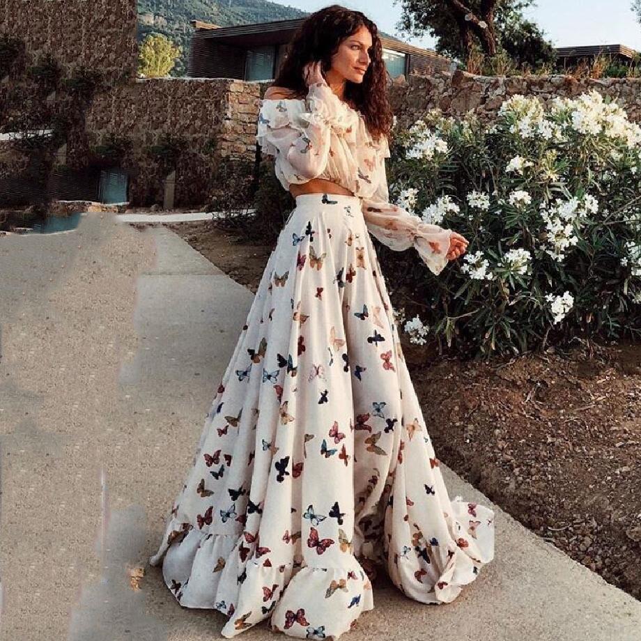 Women's Boho Summer Maxi Beach Two-Piece Set for Office Workwear Wedding Guest Business Casual Travel Weekend At Home