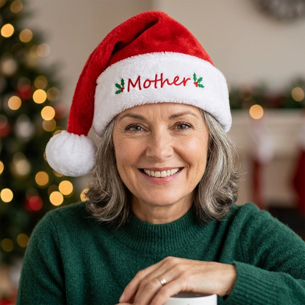 Family Matching Plush Santa Hats, Soft Holiday Costume Accessory for Mom Dad and Kids