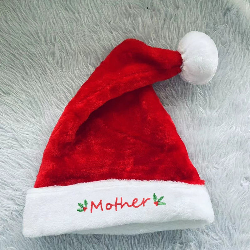 Family Matching Plush Santa Hats, Soft Holiday Costume Accessory for Mom Dad and Kids