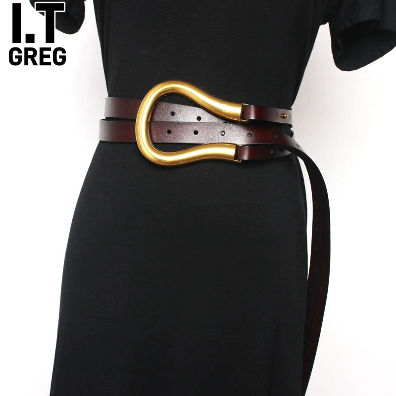 Women's Horseshoe Buckle Metal Wide Waist Belt for Date Night Gift Party Everyday Wear Office Vacation