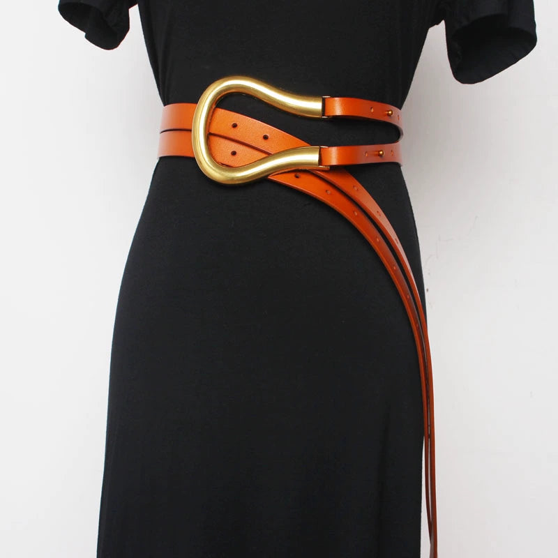 Women's Horseshoe Buckle Metal Wide Waist Belt for Date Night Gift Party Everyday Wear Office Vacation