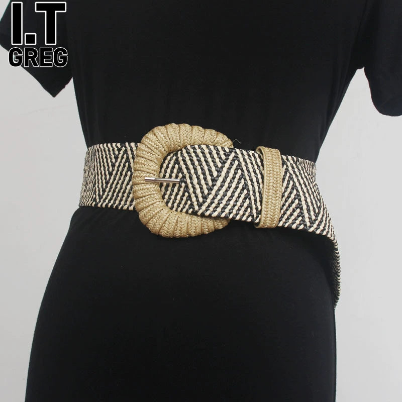 Women's Stretch Woven Waist-defining Canvas Slim-waist Wide Waist Belt Dress Waist-cinching for Date Night Gift Party Versatile Office Everyday