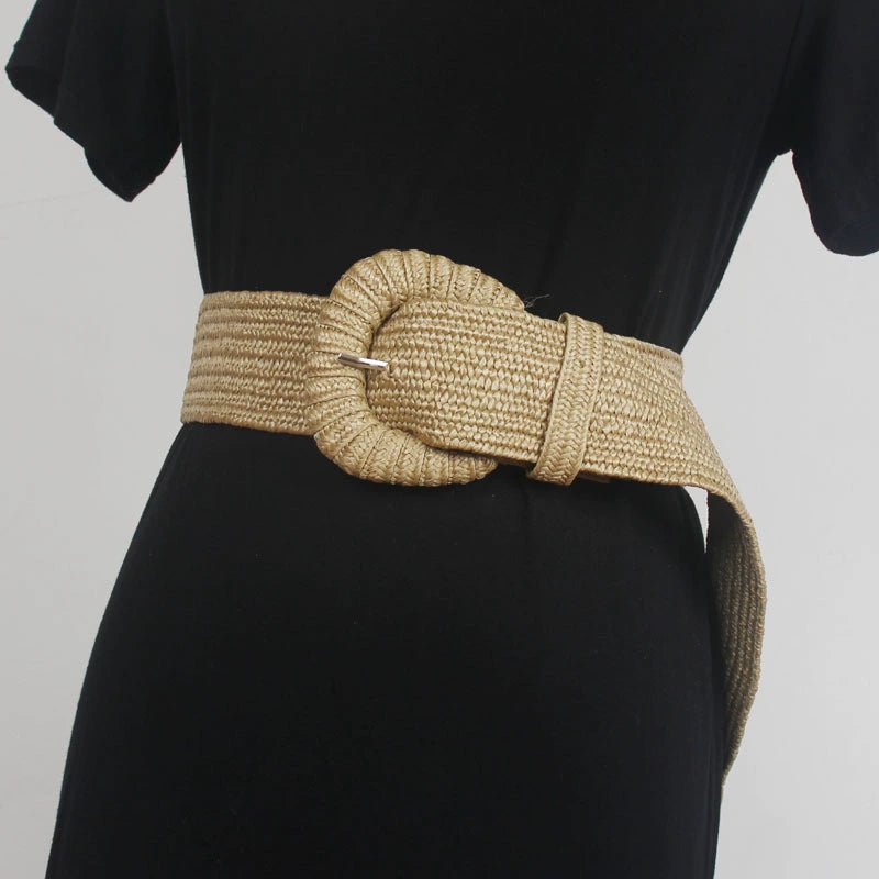 Women's Stretch Woven Waist-defining Canvas Slim-waist Wide Waist Belt Dress Waist-cinching for Date Night Gift Party Versatile Office Everyday