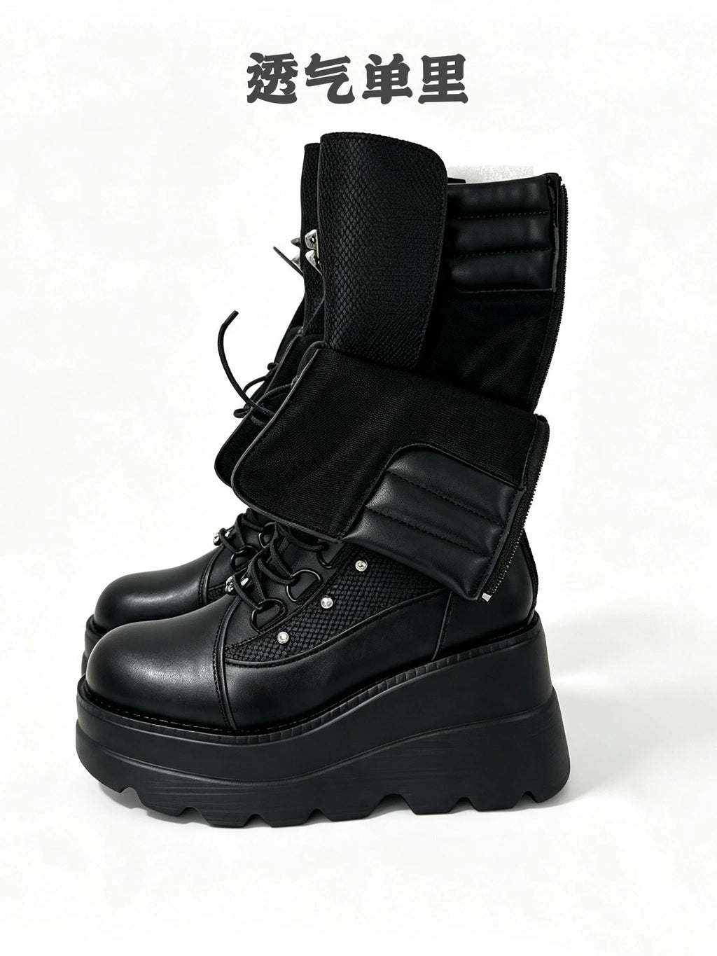 Women's Black Chunky Sole Dark Tall Riding Boots for Fall Outfits Streetwear Winter Office and Weekend Everyday Wear