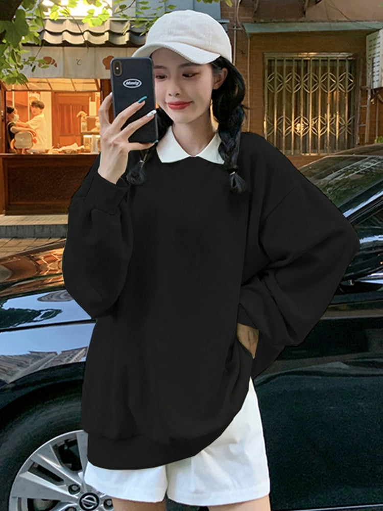 Women's Longline Lapel Plus Size Oversized Midi Hoodie Sweatshirt for Casual Streetwear Fall Travel and Weekend Everyday Date Night
