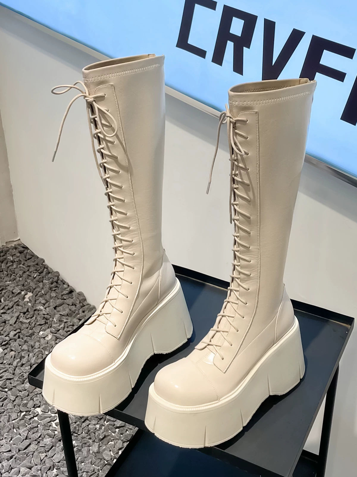 Women's Chunky Sole Leather Fleece-Lined Wedge Moto Boots for Fall Outfits Streetwear Winter Office and Weekend Everyday Wear