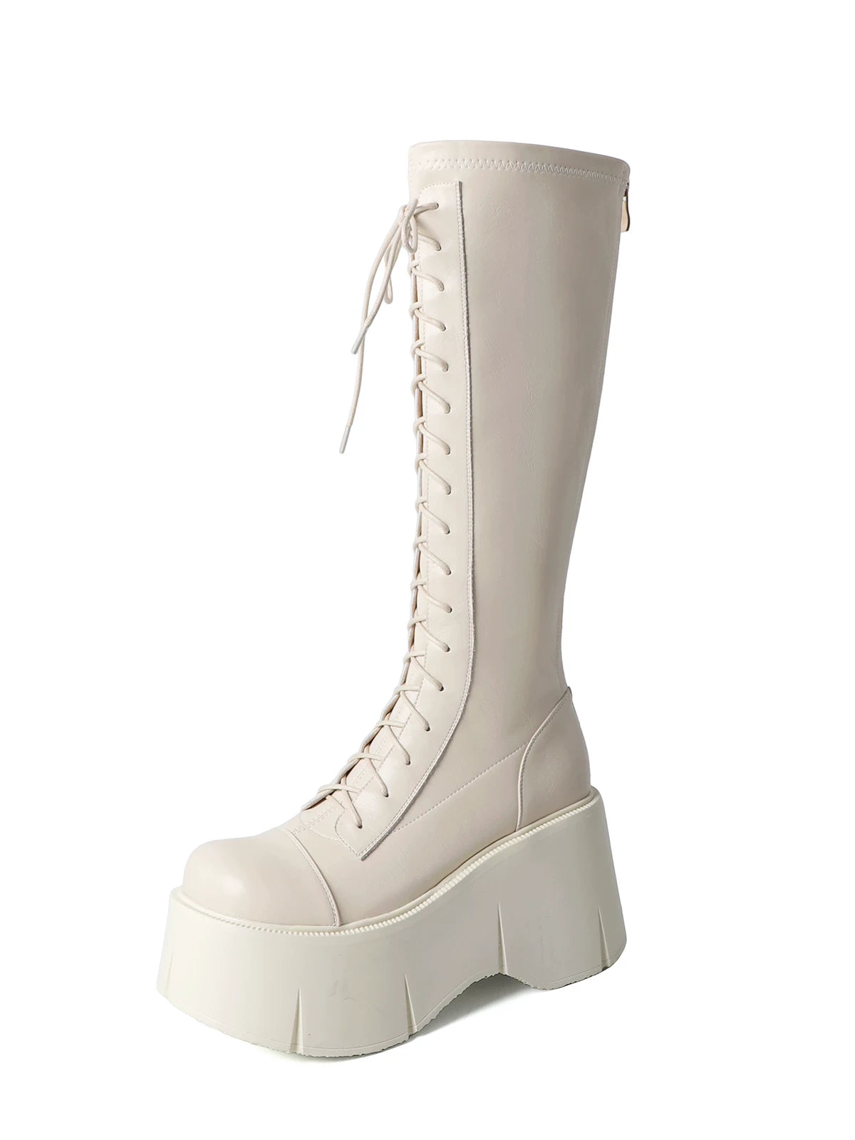 Women's Chunky Sole Leather Fleece-Lined Wedge Moto Boots for Fall Outfits Streetwear Winter Office and Weekend Everyday Wear