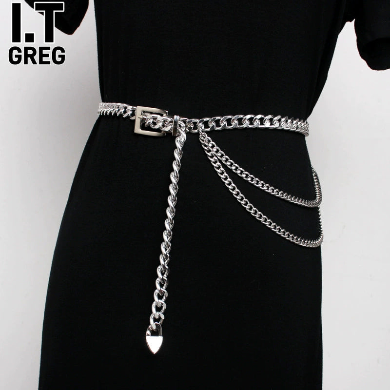 Women's Metal Waist Chain Dress Belt Silver for Date Night Gift Party Everyday Wear Office Vacation