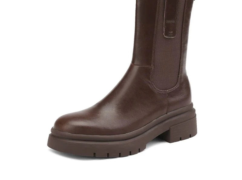 Women's Winter Chunky Sole Round Toe Block Heel British-Style Retro Chelsea Boots for Fall Outfits Streetwear Office and Weekend Everyday Wear Date Night