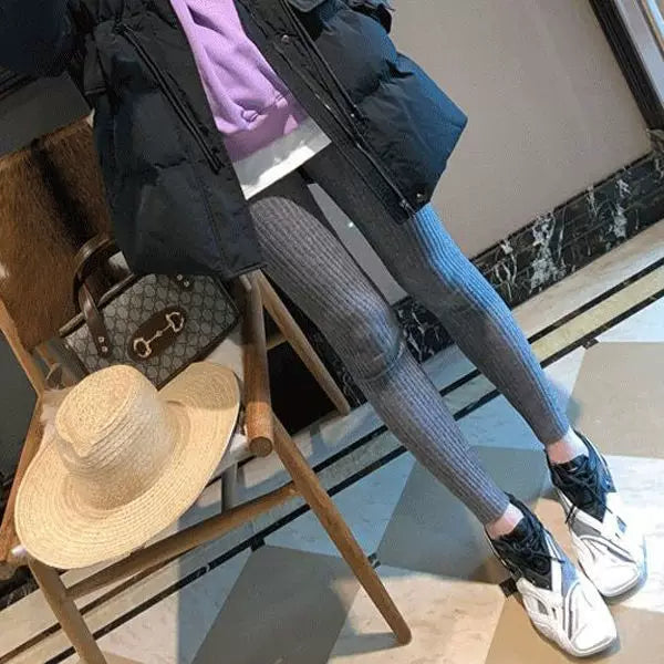 Women's Knit Slim-fit Korean-style Outdoor Casual Leggings Set High-waisted Stretch for Office Outfits Work Everyday Slimming Weekend Wear