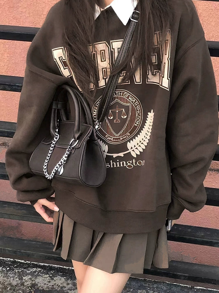 Women's Fall Winter Thickened Fleece-Lined Plus Size Oversized Hoodie Sweatshirt for Casual Streetwear Travel and Weekend Everyday