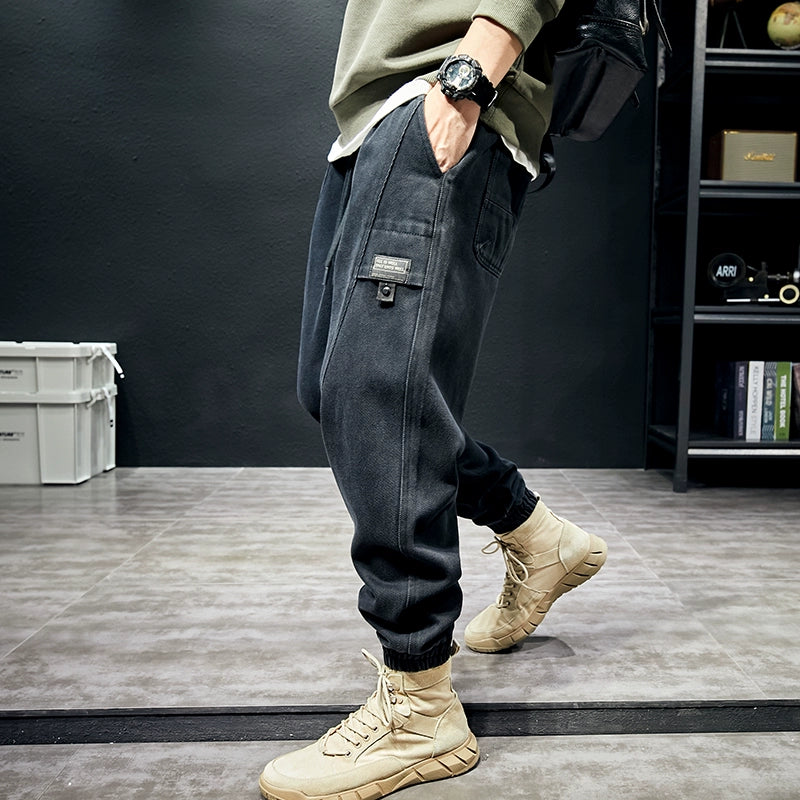 Men's Cargo Pocket Fall Winter Thickened Fleece-Lined Oversized Casual Straight Pants Wide-Leg for Office Outfits Business Work Travel Comfort Weekend