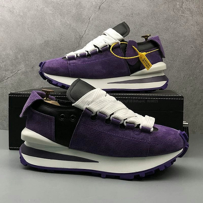 Chunky Sole Leather Dad Sneakers for Men