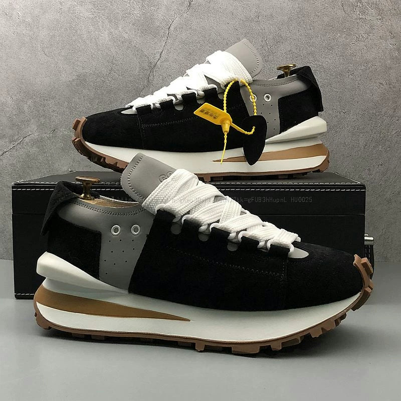 Chunky Sole Leather Dad Sneakers for Men