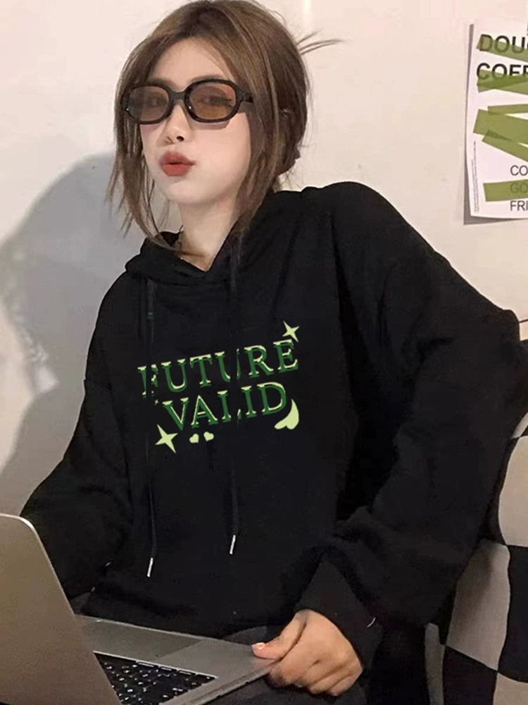 Women's Fall Winter Black Thickened Fleece-Lined Plus Size Hoodie Sweatshirt for Casual Streetwear Travel and Weekend Everyday