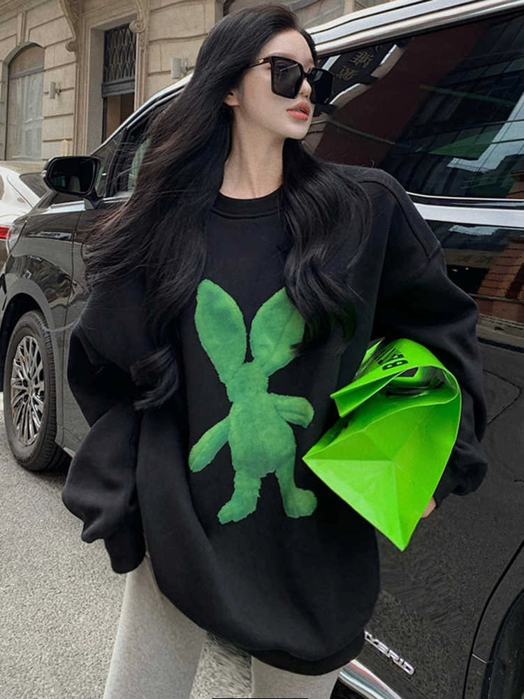 Women's Fall Winter Longline Thickened Fleece-Lined Plus Size Oversized Midi Relaxed Hoodie Sweatshirt for Casual Streetwear Travel and Weekend