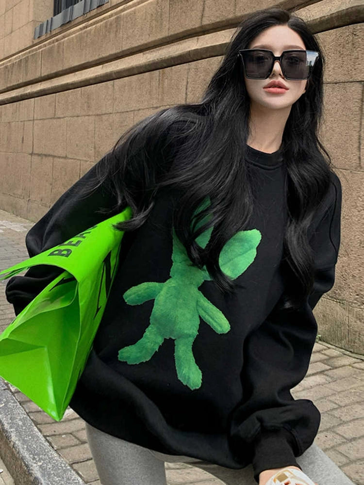 Women's Fall Winter Longline Thickened Fleece-Lined Plus Size Oversized Midi Relaxed Hoodie Sweatshirt for Casual Streetwear Travel and Weekend