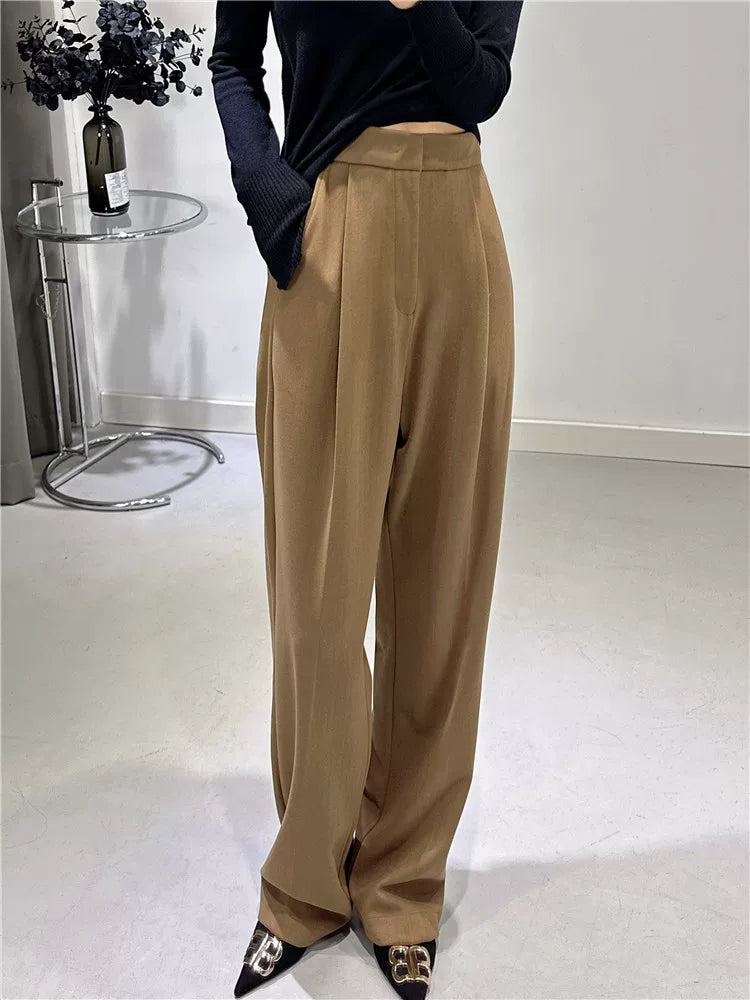 Women's Fall Winter Straight Grey Draped Workwear High-waist Slim-fit Casual Coat for Cold Weather Travel Office Slimming Spring Holiday