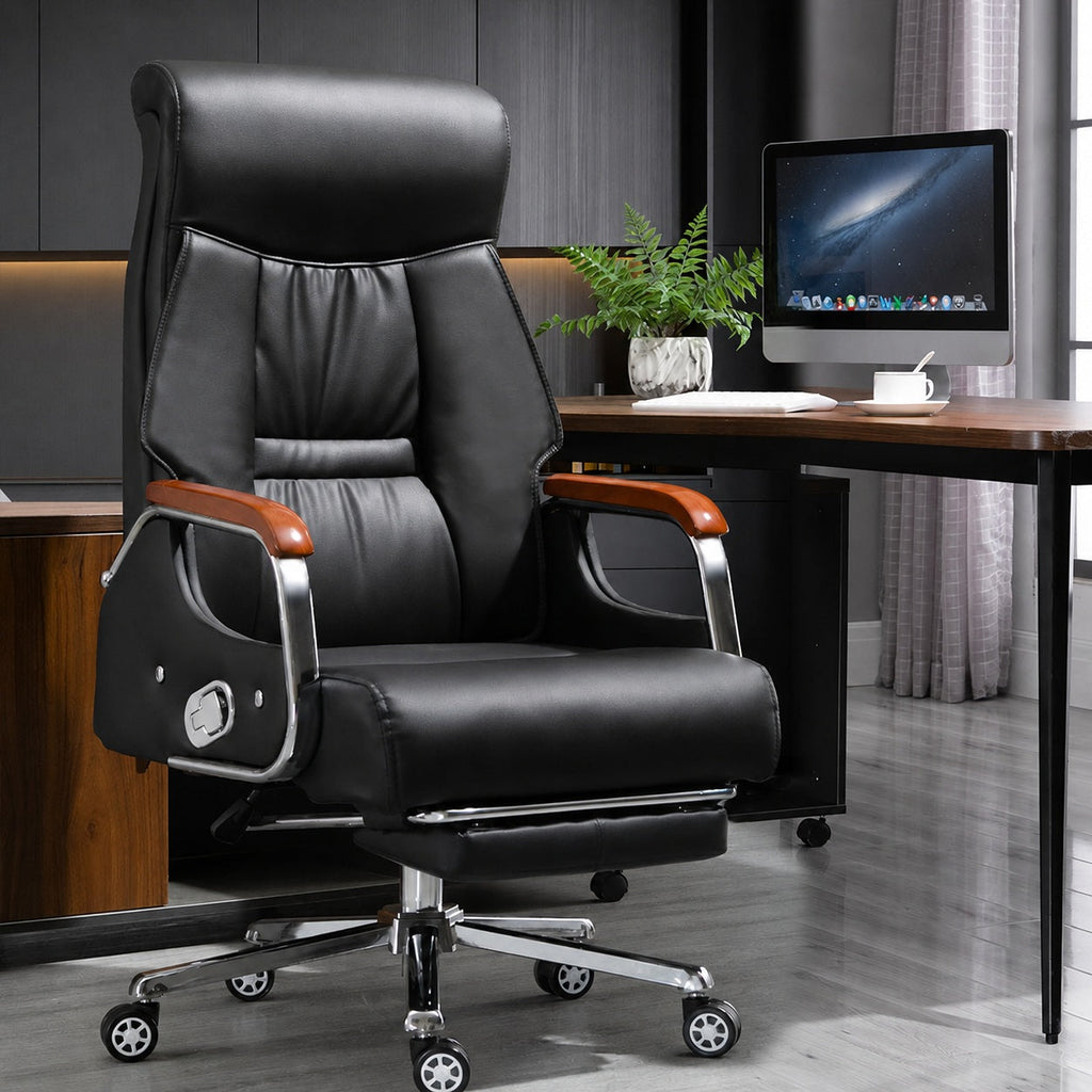 JY 902 Black PU Leather Executive Chair Executive Office Chair for Home Office Study Desk and Long Sitting Sessions