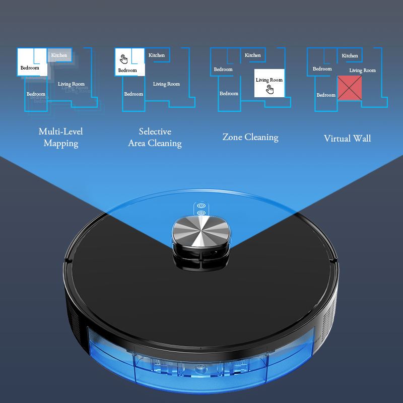 V8 Laser Navigation Robot Vacuum and Mop with App Control for Hard Floors and Low Pile Carpet