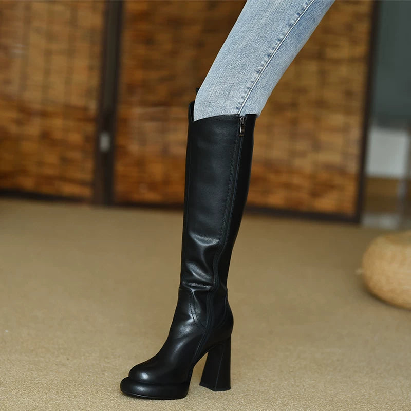 Women's Fall Winter Black Round Toe Block Heel High Heel Heels Pumps Wedding Guest Cocktail Party