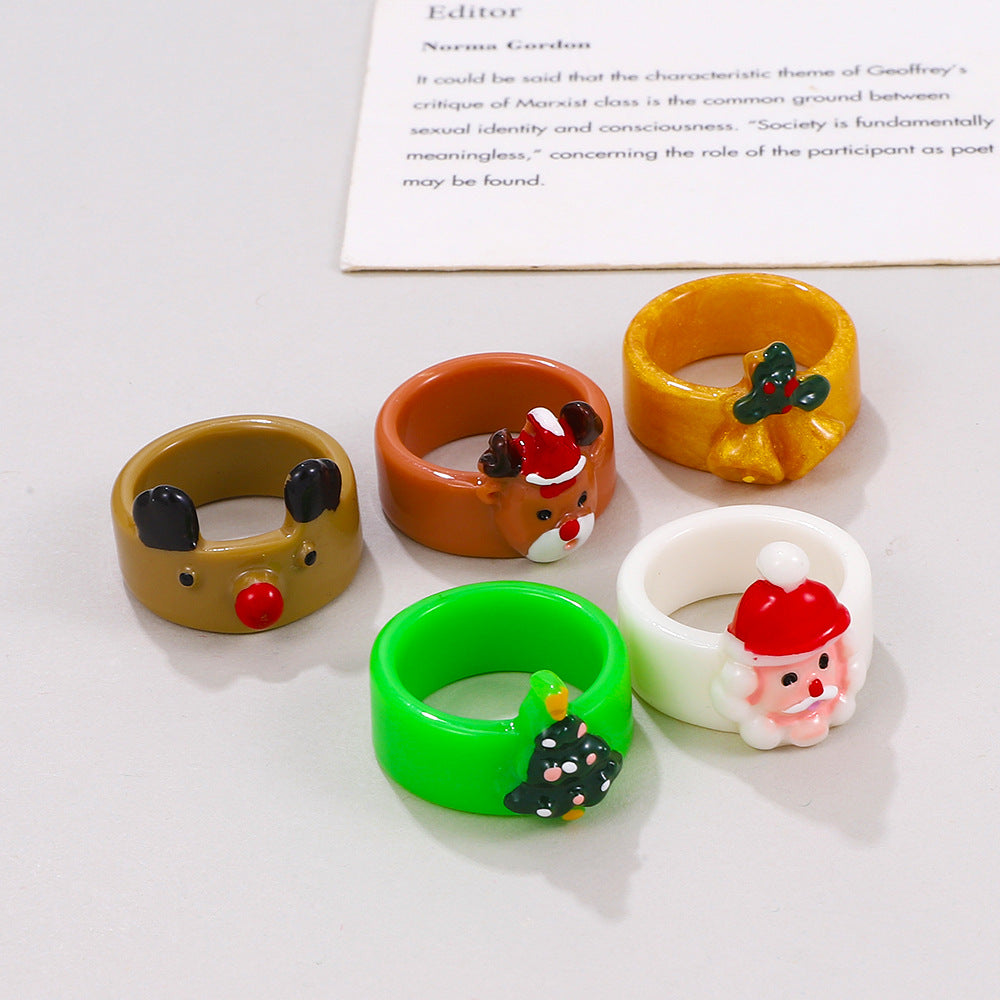 Christmas Ring Set, Santa, Reindeer and Christmas Tree Rings, 6-Piece or 20-Piece Assorted Holiday Party Favor Pack, Stocking Stuffers and Gift Exchange Present