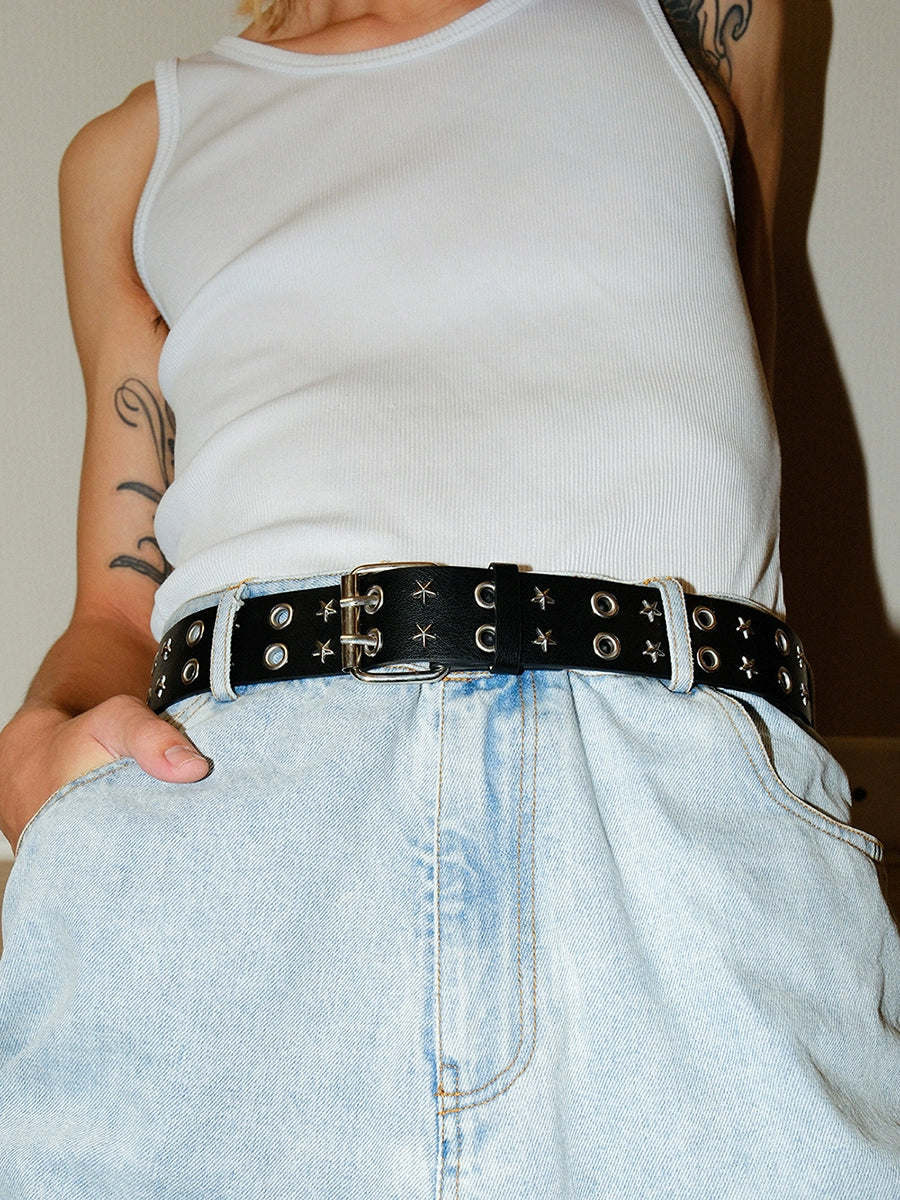 Women's Punk Star Studded Metal No-hole Belt Retro Everyday Jeans for Date Night Gift Party Designer Office Vacation