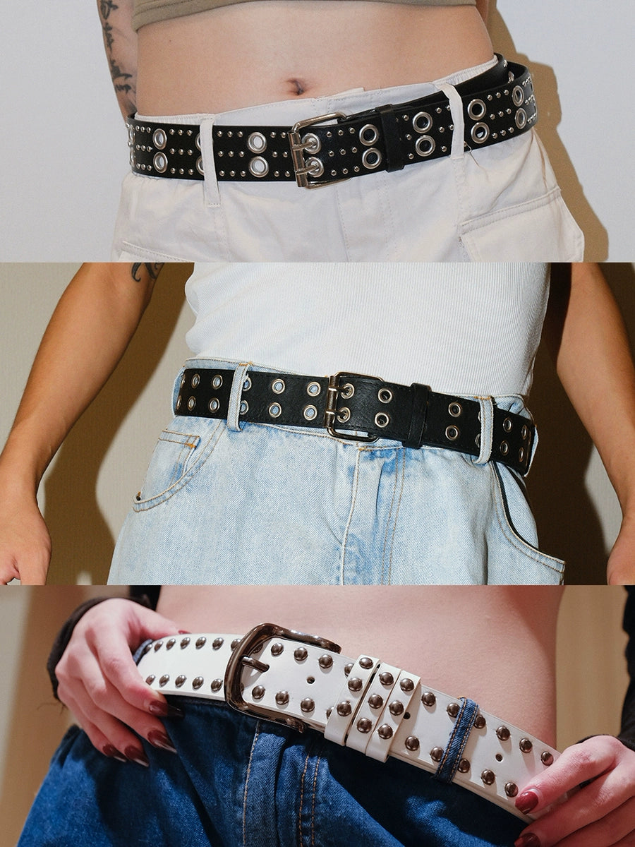 Women's Punk Star Studded Metal No-hole Belt Retro Everyday Jeans for Date Night Gift Party Designer Office Vacation