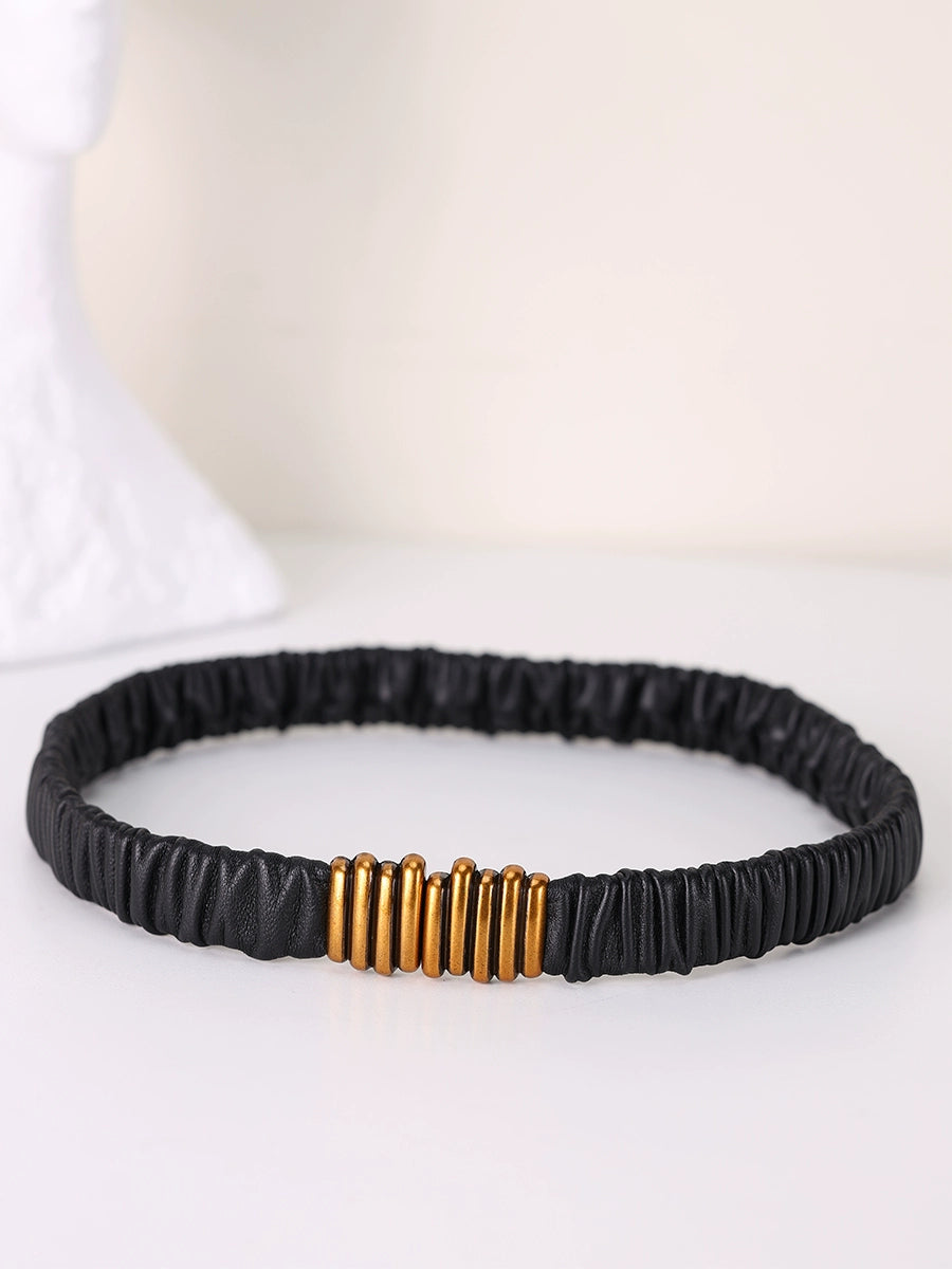 Women's Stretch Black Leather Retro Everyday Jeans Belt for Date Night Gift Party Designer Office Vacation