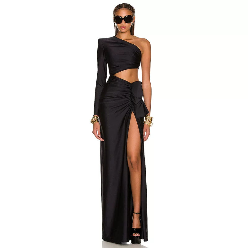Women's Slit Bodycon Long Sleeve Cutout Designer Evening Dress Formal Midi Dress Party Dress Formal Party Wedding Guest Dress