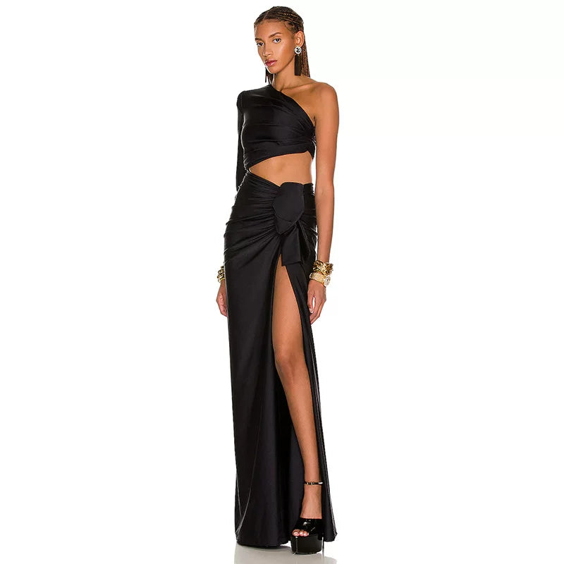Women's Slit Bodycon Long Sleeve Cutout Designer Evening Dress Formal Midi Dress Party Dress Formal Party Wedding Guest Dress