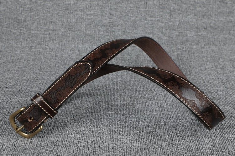 Women's Embossed Handcrafted Unisex Cargo Pocket Leather Retro Waist Belt for Date Night Gift Party Designer Office Everyday