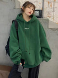 Women's Fall Winter Longline Thickened Fleece-Lined Plus Size Oversized Midi Hoodie Sweatshirt for Casual Streetwear Travel and Weekend