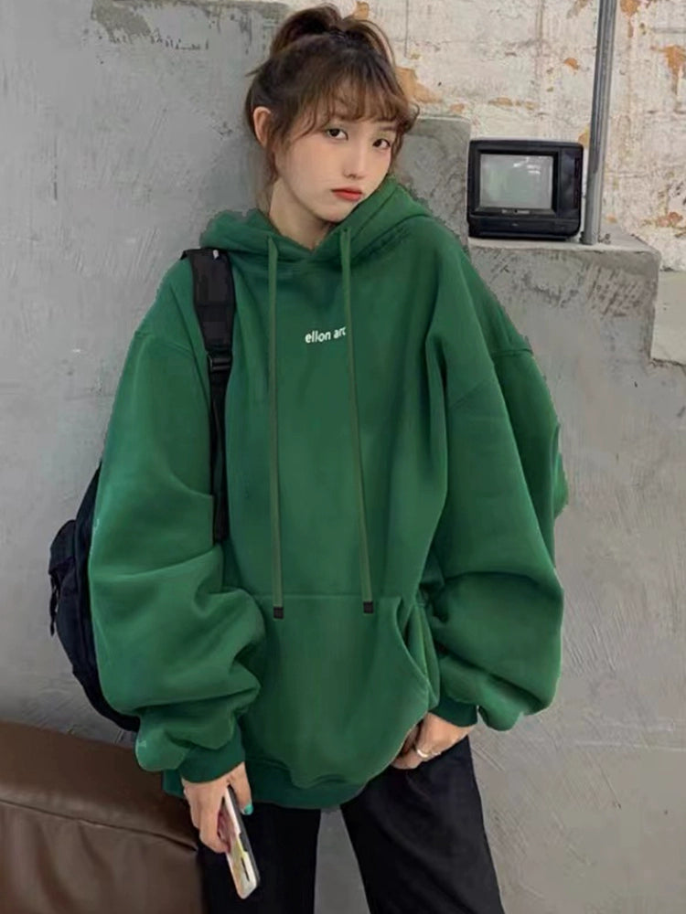 Women's Fall Winter Longline Thickened Fleece-Lined Plus Size Oversized Midi Hoodie Sweatshirt for Casual Streetwear Travel and Weekend