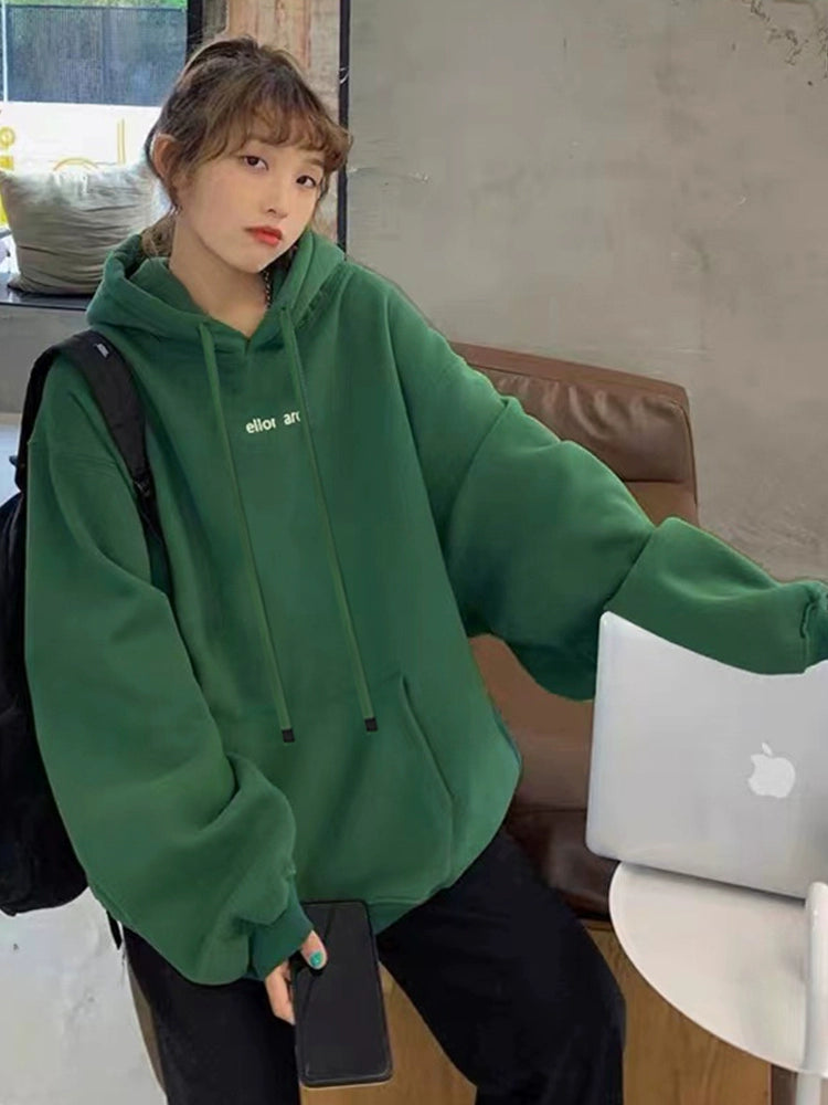 Women's Fall Winter Longline Thickened Fleece-Lined Plus Size Oversized Midi Hoodie Sweatshirt for Casual Streetwear Travel and Weekend