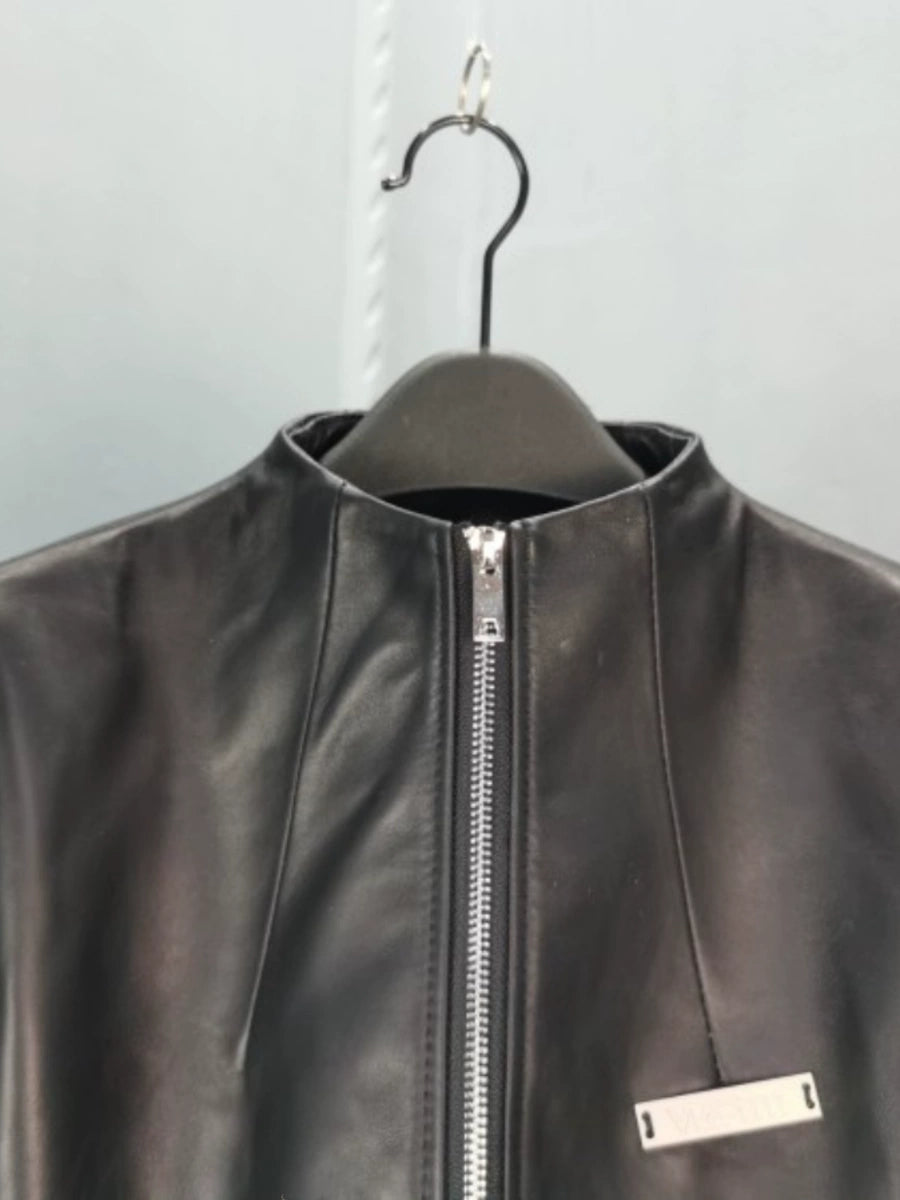 Women's Streetwear Sweet-Cool Fall Winter Mandarin Collar High-Waist Leather Zip Jacket Casual Coat for Cold Weather Travel Outdoor Holiday