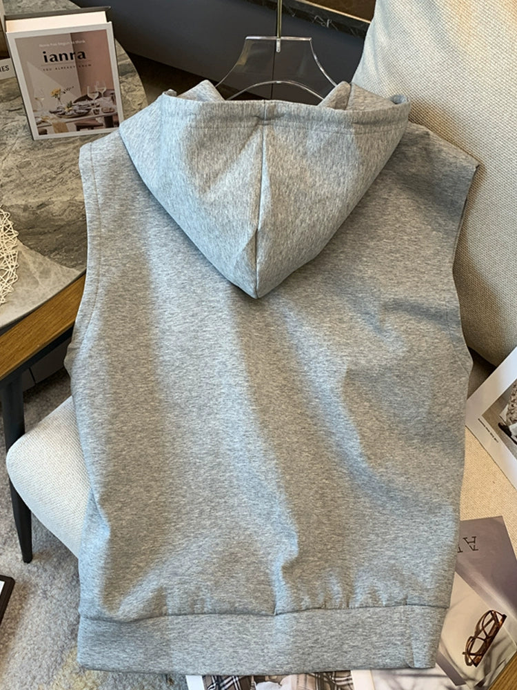 Women's Vest Sleeveless Plus Size Oversized Zip Hoodie Sweatshirt for Casual Streetwear Fall Travel and Weekend Everyday Date Night