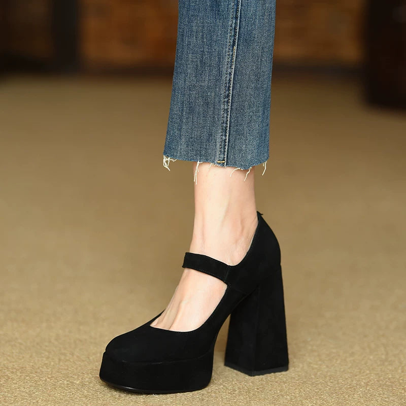 Women's Platform Square Toe Block Heel High Heel Pumps Closed-Toe Dress Heels Wedding Guest Cocktail Party