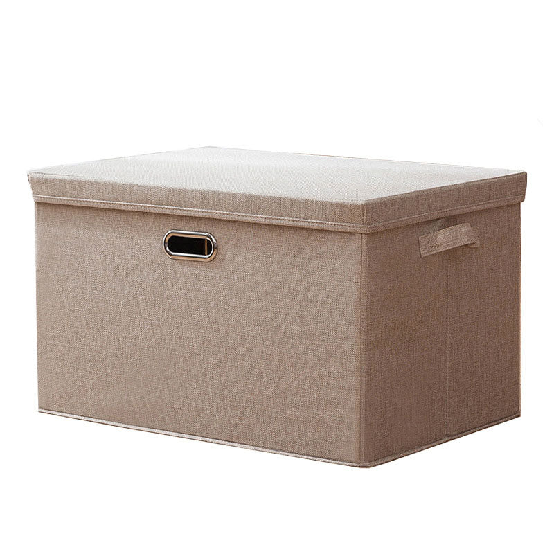 Kotak Penyimpanan Kain Linen Lipat dengan Tutup & Gagang, Wadah Pengatur Pakaian yang Bisa Ditumpuk, Tempat Penyimpanan Lemari yang Dapat Dicuci untuk Lemari Kamar Tidur