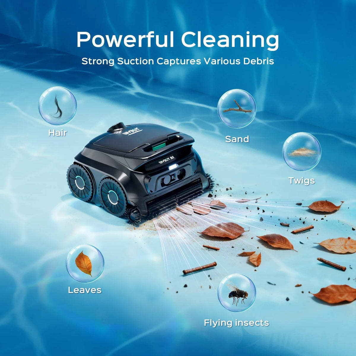 WYBOT B1 Robotic Pool Cleaner Black for Inground and Above Ground Home Swimming Pools