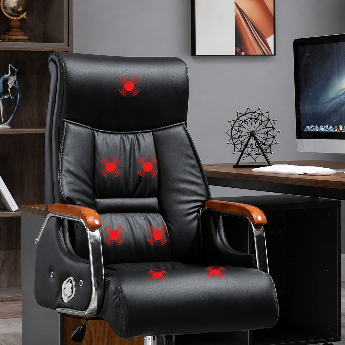 JY 902 Black PU Leather Executive Chair Executive Office Chair for Home Office Study Desk and Long Sitting Sessions