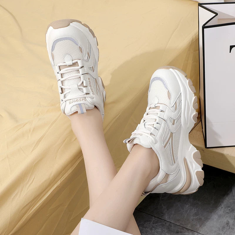 Hidden Lift Chunky Sole Petite Dad Sneakers for Women