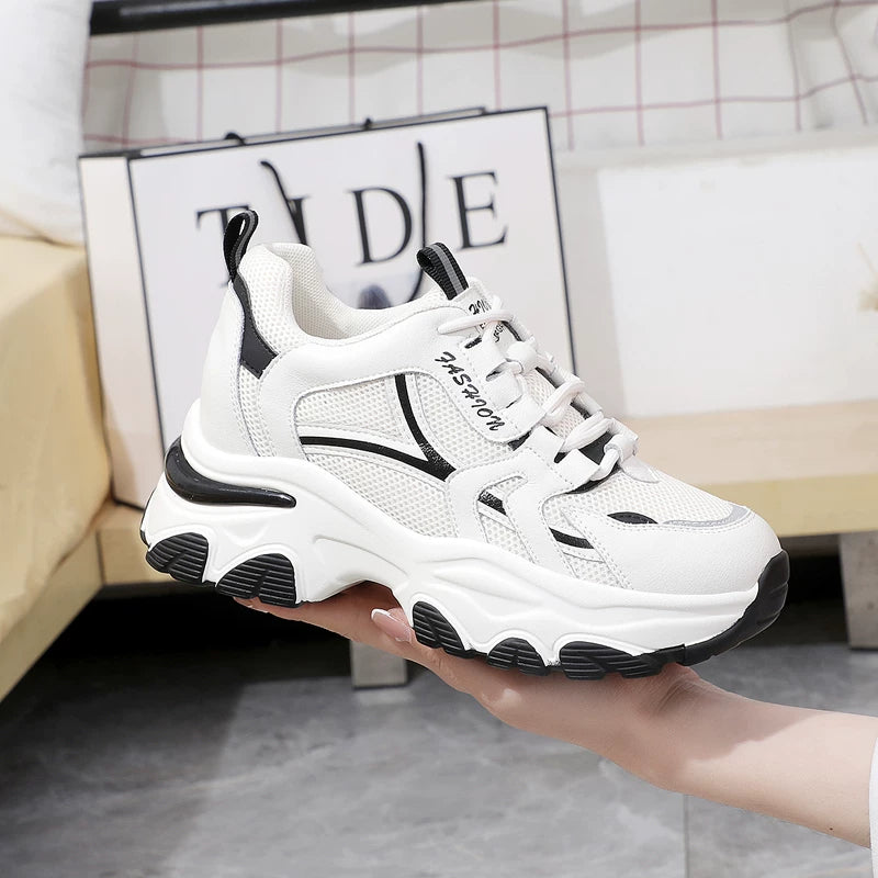 Hidden Lift Chunky Sole Petite Dad Sneakers for Women