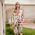 Satin Lapel Christmas Pajama Set for Women, Long Sleeve Holiday Loungewear and Elegant Home Sleepwear