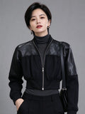 Women's Fall Winter Leather Cropped Jacket Casual Coat for Cold Weather Travel Spring Outdoor Holiday