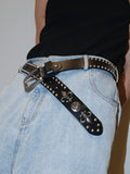 Women's Punk Rock Skull Studded Leather Dark Everyday Jeans Belt for Date Night Gift Party Designer Office Vacation